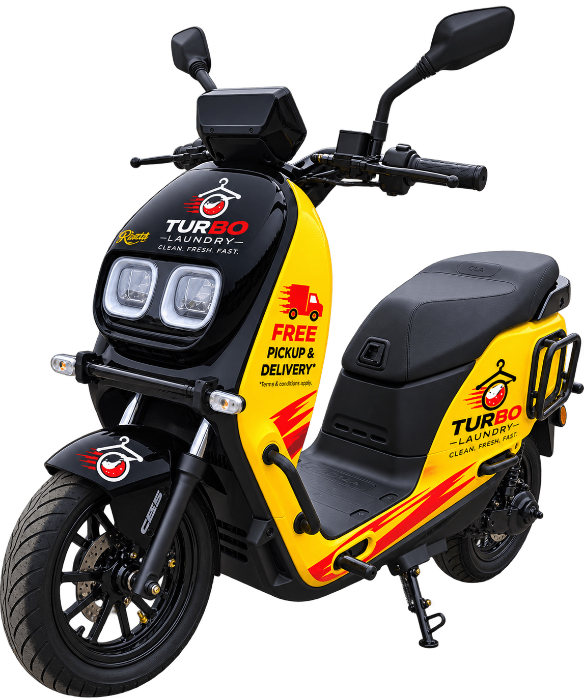 Turbo Laundry pickup and delivery bike serving Rajajinagar, Bengaluru