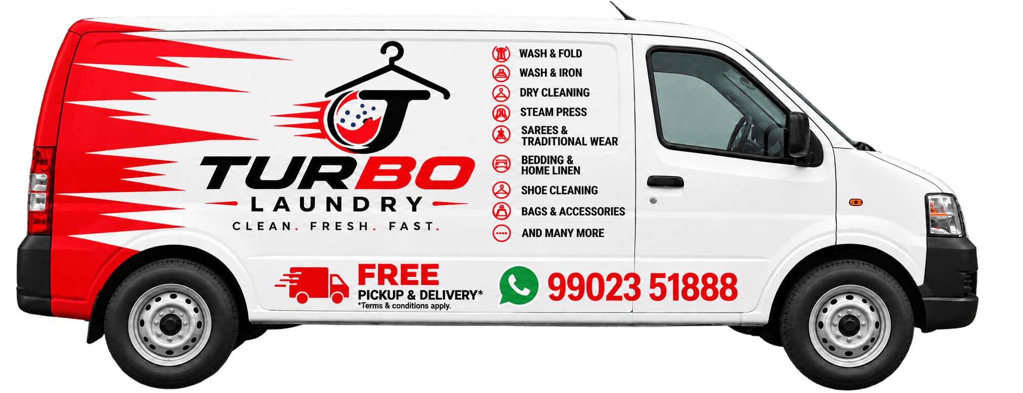 Turbo Laundry pickup and delivery van serving Rajajinagar, Bengaluru