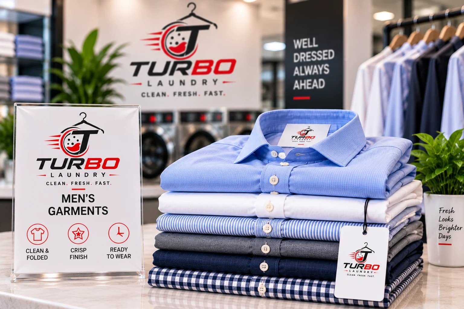 Folded men's dress shirts